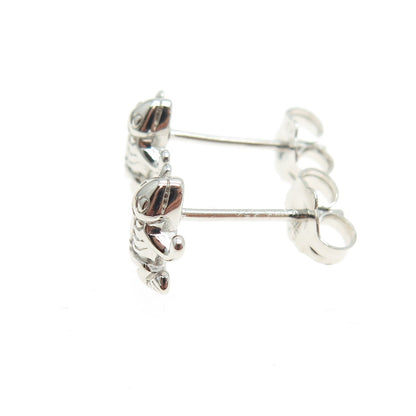 925 Sterling Silver Frog For Good Luck Stud Earrings