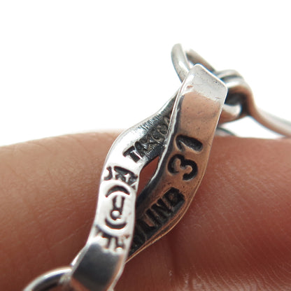 925 Sterling Silver Vintage Mexico Modernist Twisted Chain Oxidized Necklace 24"