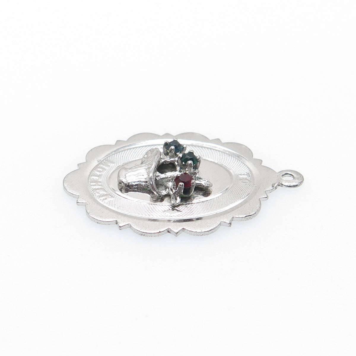TOWN & COUNTRY 925 Sterling Silver Antique Rhinestone Flower To Mother Pendant