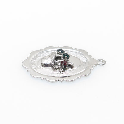 TOWN & COUNTRY 925 Sterling Silver Antique Rhinestone Flower To Mother Pendant