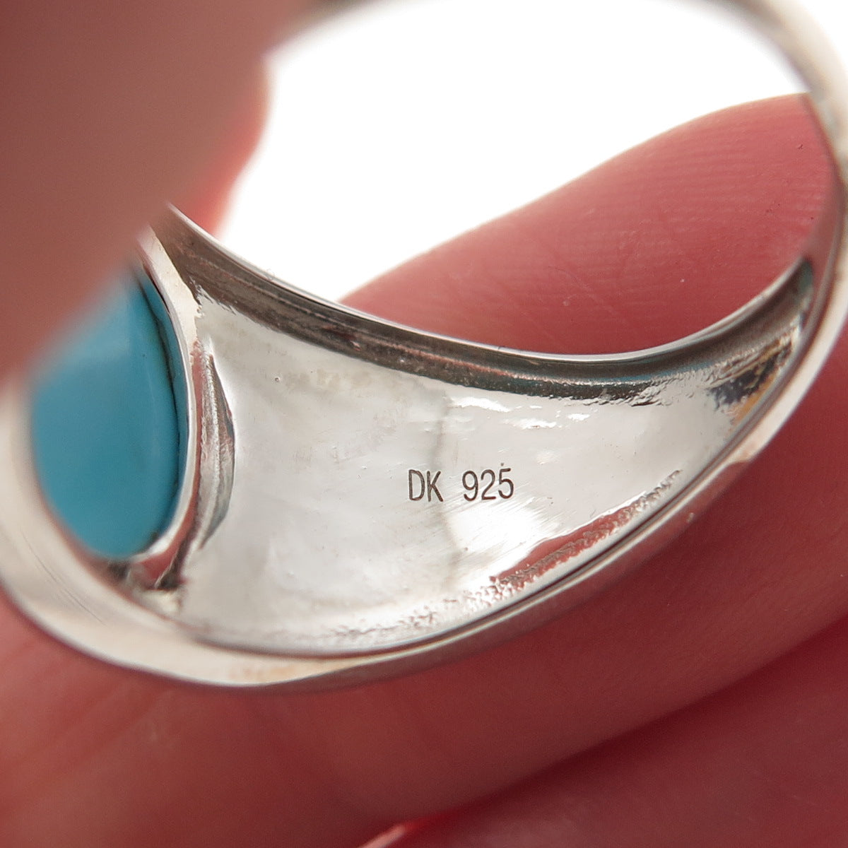 925 Sterling Silver Real Sleeping Beauty Turquoise Floral Ring Size 8