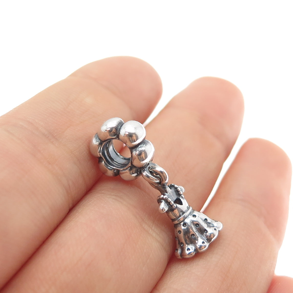 PANDORA 925 Sterling Silver Party Girl Dress Dangle Slide Charm