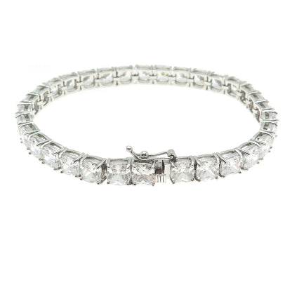 925 Sterling Silver Cushion-Cut C Z Tennis Link Bracelet 8"