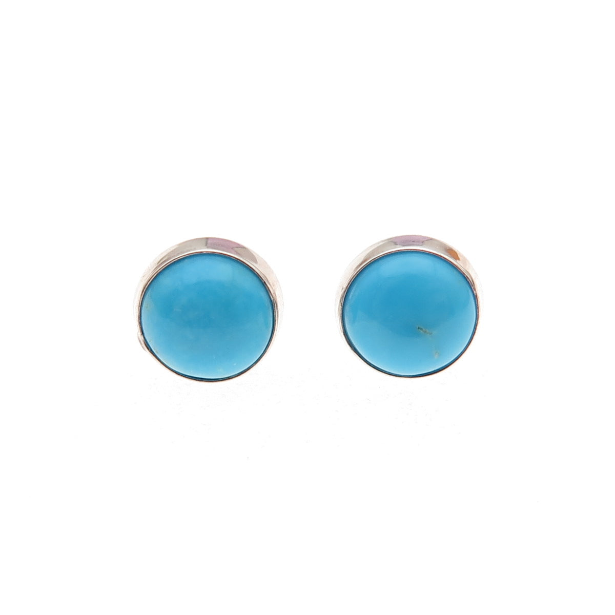 925 Sterling Silver Vintage Real Sleeping Beauty Turquoise Stud Earrings