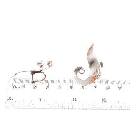ORB Otto R. Bade 925 Sterling Silver Vintage Modernist Swirl Screw Back Earrings