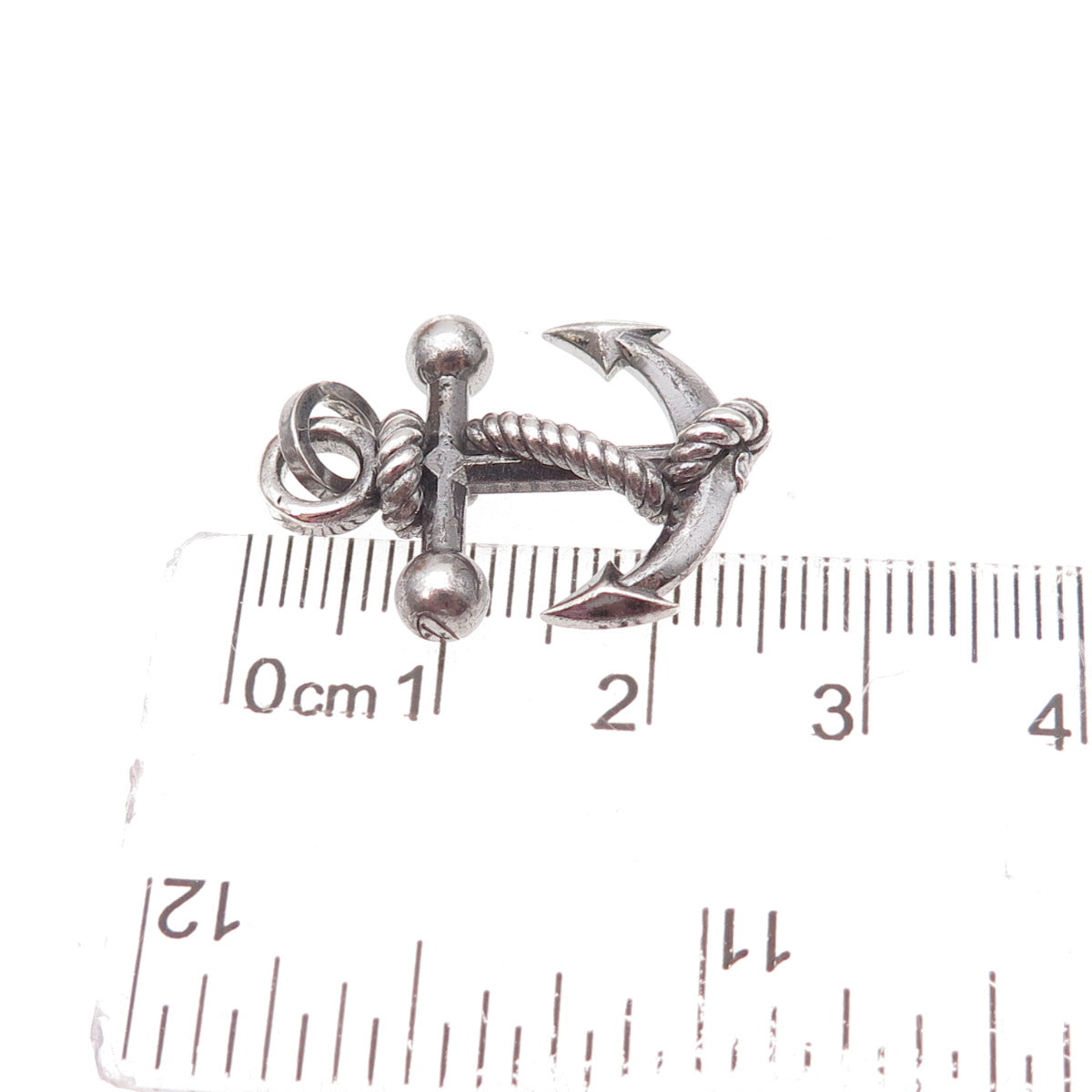 925 Sterling Silver Vintage Italy Anchor Oxidized Charm Pendant