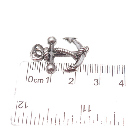 925 Sterling Silver Vintage Italy Anchor Oxidized Charm Pendant