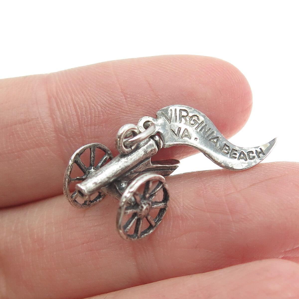 PACIFIC JEWELRY Sterling Silver Vintage Virginia Beach Artillery Charm Pendant
