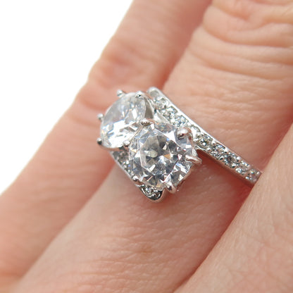 925 Sterling Silver Round-Cut C Z Engagement Ring Size 5.25