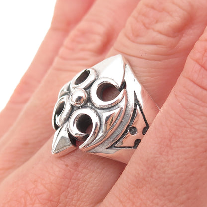 925 Sterling Silver Vintage Cross Oxidized Ring Size 11.25