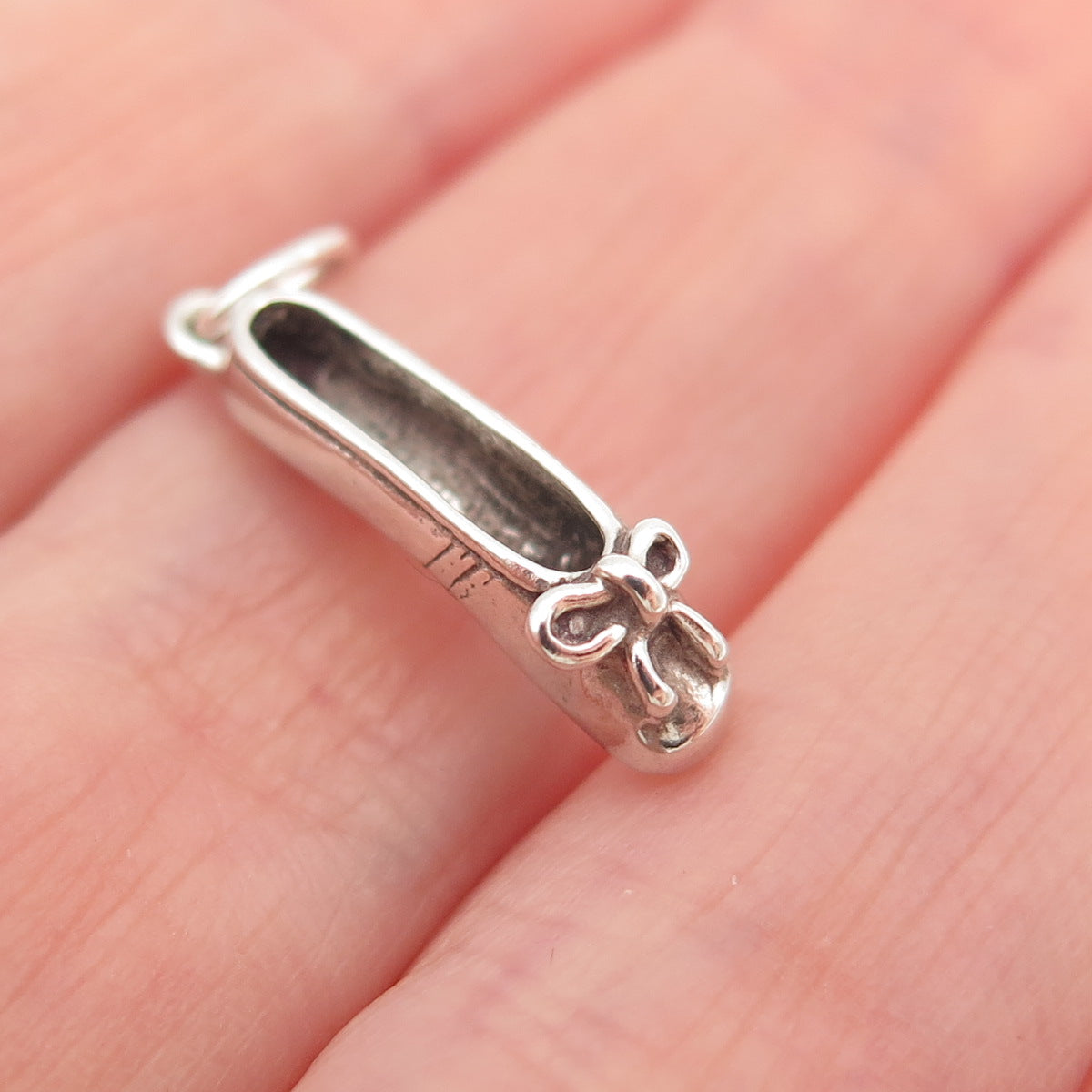 Sunwest 925 Sterling Silver Vintage Ballet Shoe 3D Mini Charm Pendant