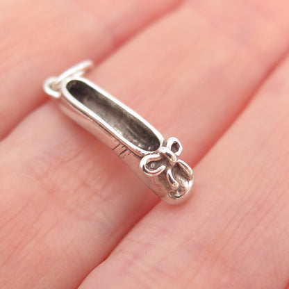 Sunwest 925 Sterling Silver Vintage Ballet Shoe 3D Mini Charm Pendant
