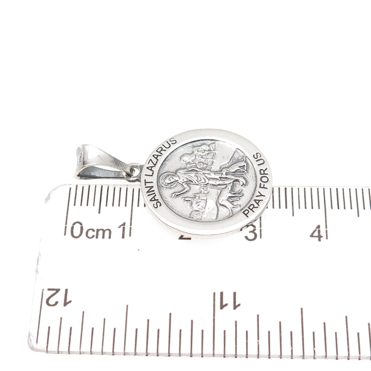 925 Sterling Silver Vintage Italy Saint Lazarus Oxidized Charm Pendant