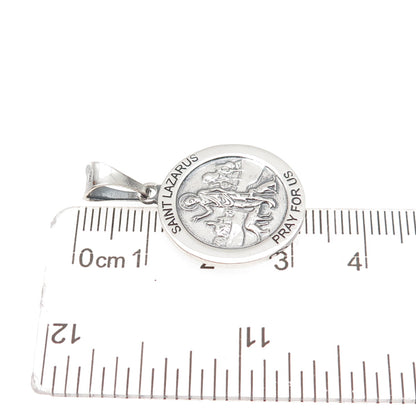 925 Sterling Silver Vintage Italy Saint Lazarus Oxidized Charm Pendant