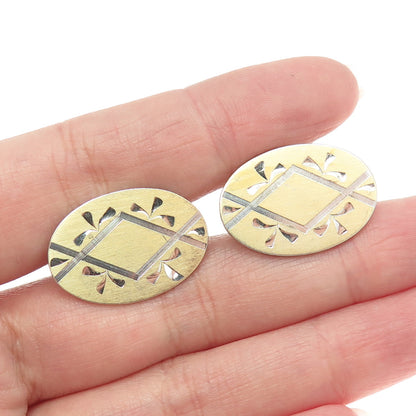 ANSON 925 Sterling Silver Vintage Engraved Oval Cufflinks