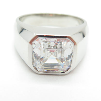 925 Sterling Silver Asscher-Cut C Z Ring Size 10.25