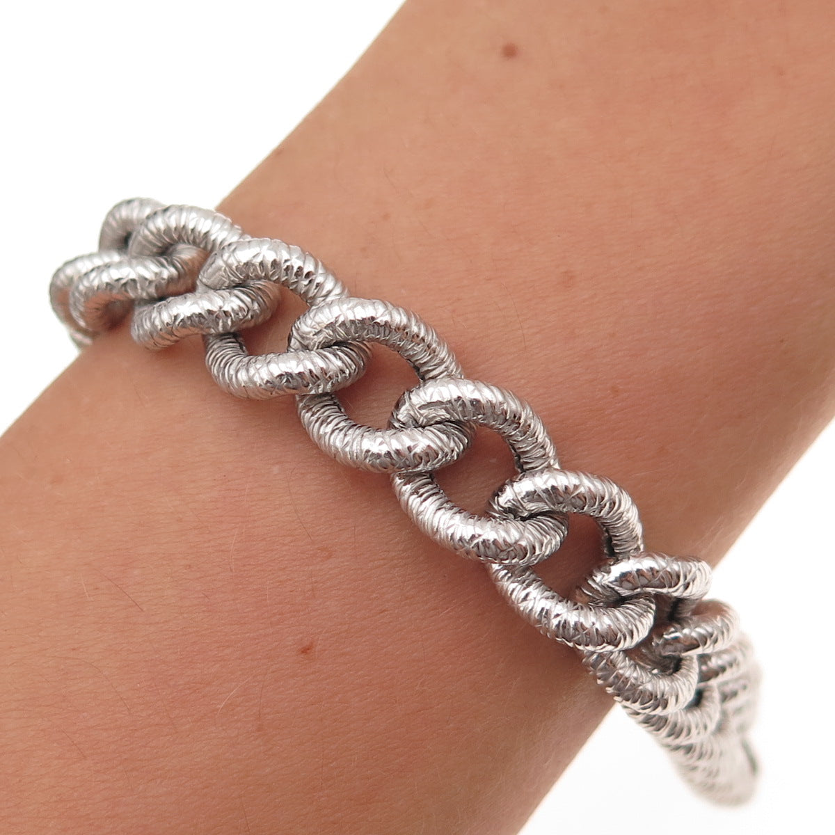 925 Sterling Silver Italy Curb Link Bracelet 7.25"