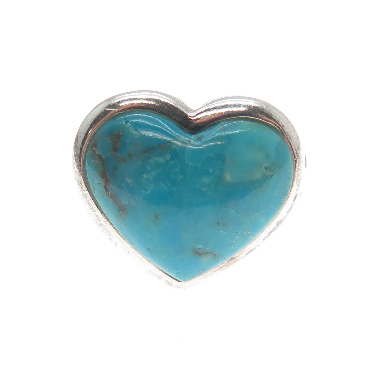 SX SALLY C Sterling Silver Vintage Real Kingman Turquoise Heart Ring Size 6.25
