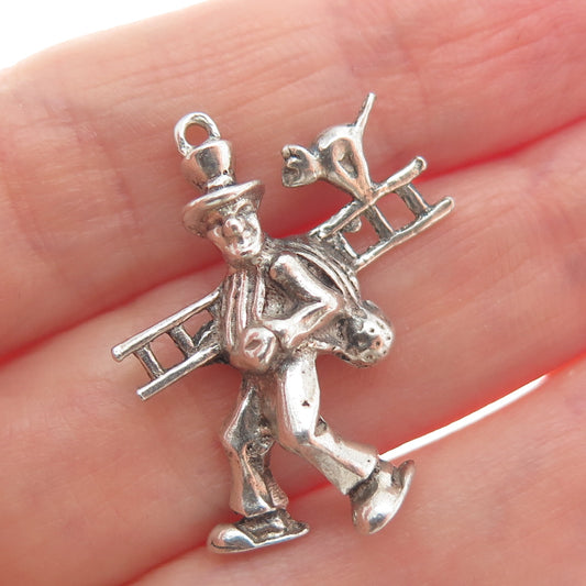 835 Silver Vintage Chimney Sweep 3D Pendant