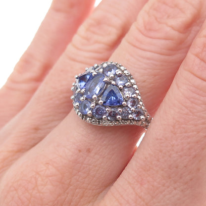 Chuck Clemency 925 Sterling Silver Real Diamond & Tanzanite Ring Size 8.25