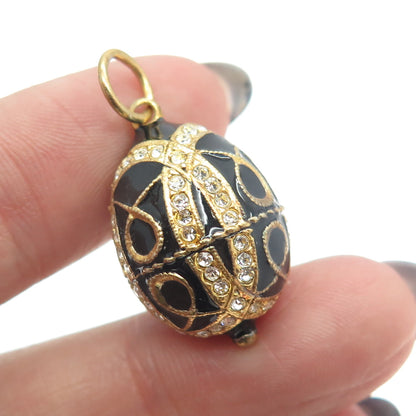 RAFKA Retired Sterling Silver Vermeil Enamel Rhinestone Easter Egg Charm Pendant