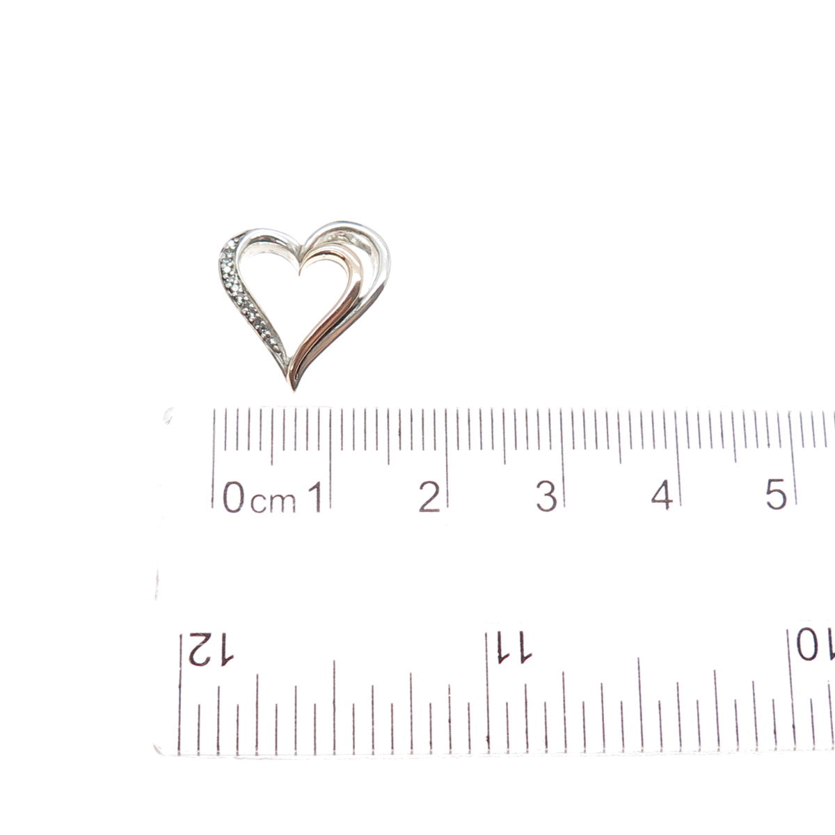JANE SEYMOUR 925 Sterling Silver 10K Gold Real Diamond Heart Mini Slide Pendant
