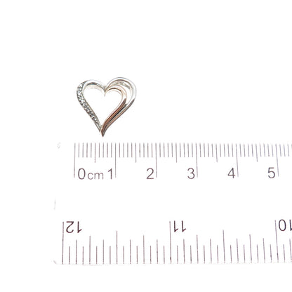 JANE SEYMOUR 925 Sterling Silver 10K Gold Real Diamond Heart Mini Slide Pendant