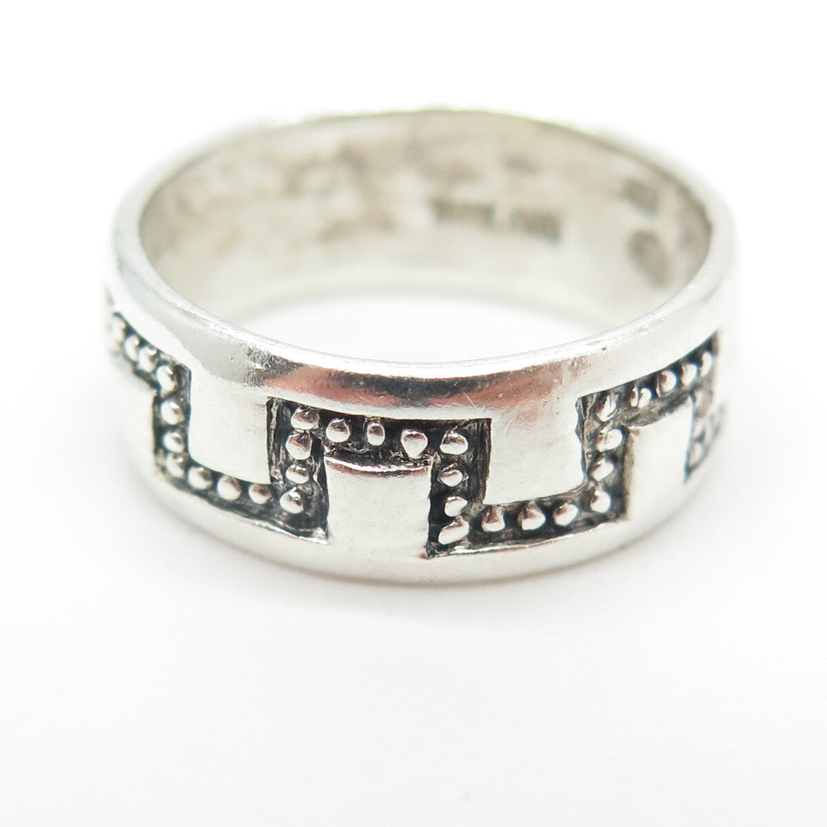 925 Sterling Silver Vintage Granulated Maze Band Ring Size 7.5