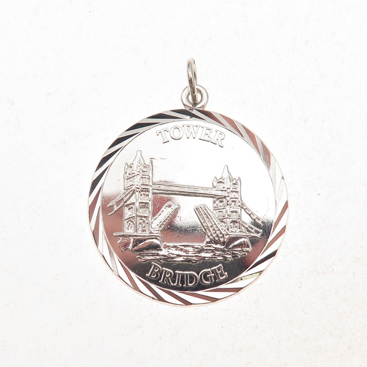 925 Sterling Silver Vintage 1978 A&AJ London Tower Bridge Charm Pendant