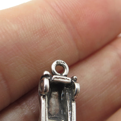 925 Sterling Silver Antique Retro Car Minimalist 3D Charm Pendant