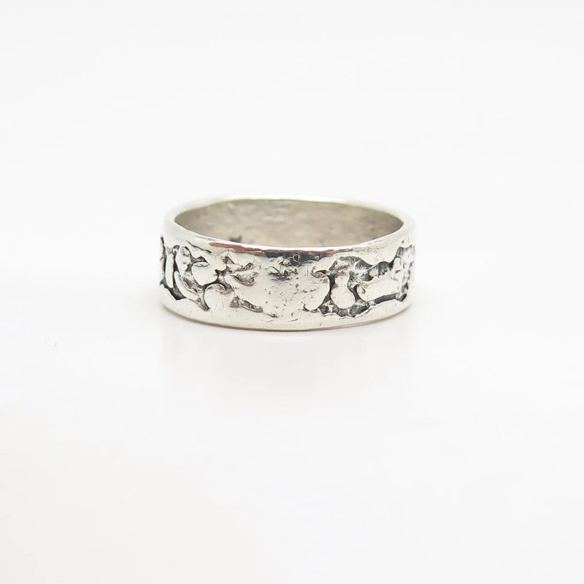 925 Sterling Silver Vintage Bell Trading Post Pebble Band Ring Size 7.5