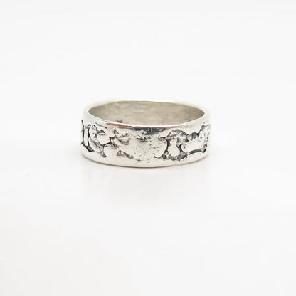 925 Sterling Silver Vintage Bell Trading Post Pebble Band Ring Size 7.5
