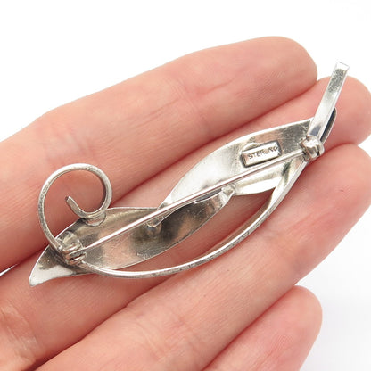 925 Sterling Silver Vintage Modernist Pin Brooch