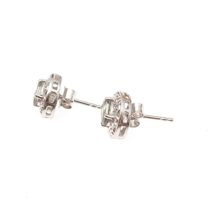 Chuck Clemency 925 Sterling Silver Real Green Amethyst Stud Earrings