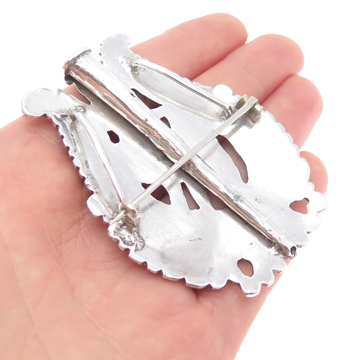 900 Silver Antique Italy Neapolitan Holy Warrior Pin Brooch / Slide Pendant