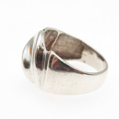 925 Sterling Silver Vintage Yin Yang Modernist Oxidized Ring Size 9.25