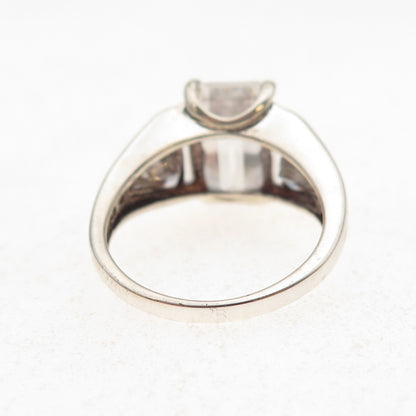 925 Sterling Silver Multi-Cut C Z Engagement Ring Size 6.25
