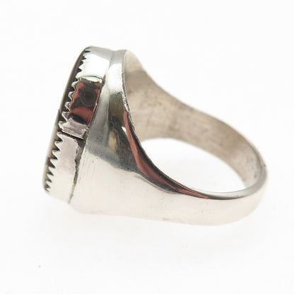 Old Pawn 925 Sterling Silver Vintage Southwestern Turquoise MOP Ring Size 11