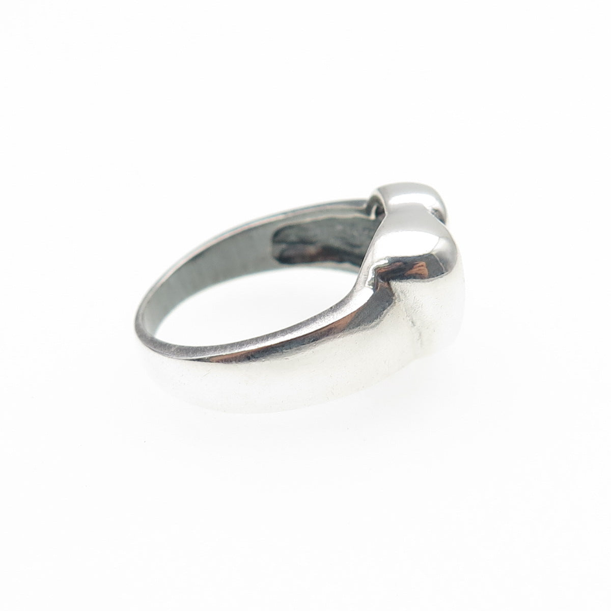 925 Sterling Silver Vintage Modernist Heart Oxidized Ring Size 7