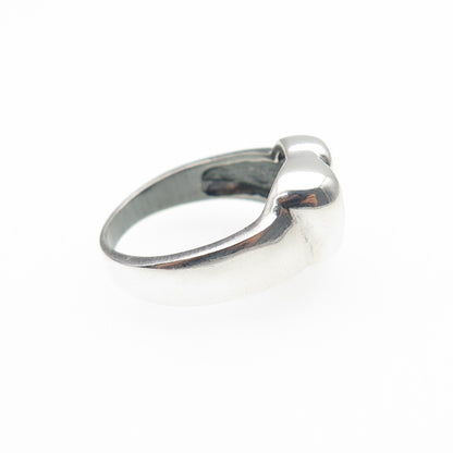 925 Sterling Silver Vintage Modernist Heart Oxidized Ring Size 7