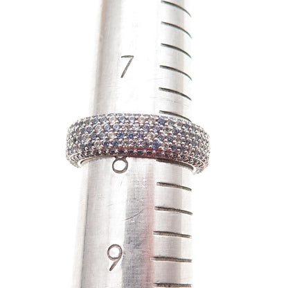 Suzy Levian 925 Sterling Real Diamond Accent Tanzanite & White Topaz Ring Size 8