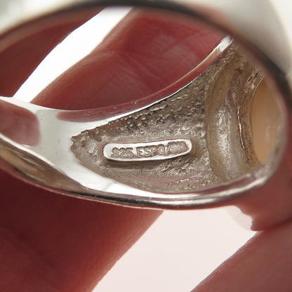 ESPO Joseph Esposito 925 Sterling Silver Vintage Enamel Real MOP Ring Size 10