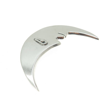 925 Sterling Silver Vintage Mexico Crescent Man in the Moon Pin Brooch