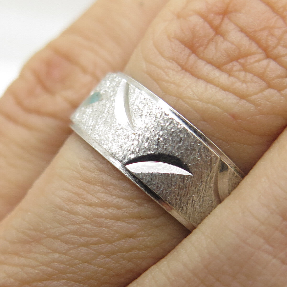 VERGAS 925 Sterling Silver Vintage Engraved Band Ring Size 6
