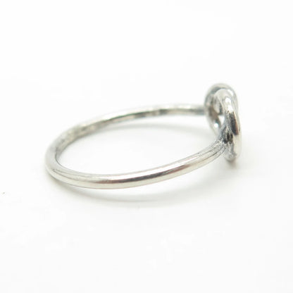 925 Sterling Silver Vintage Heart Knot Ring Size 5