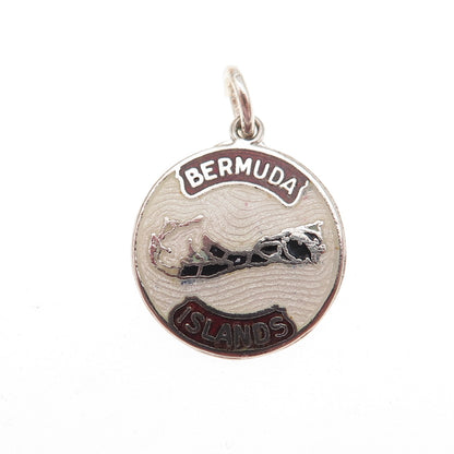 BREADNER CO. Sterling Silver Vintage Enamel Bermuda Islands Mini Charm Pendant