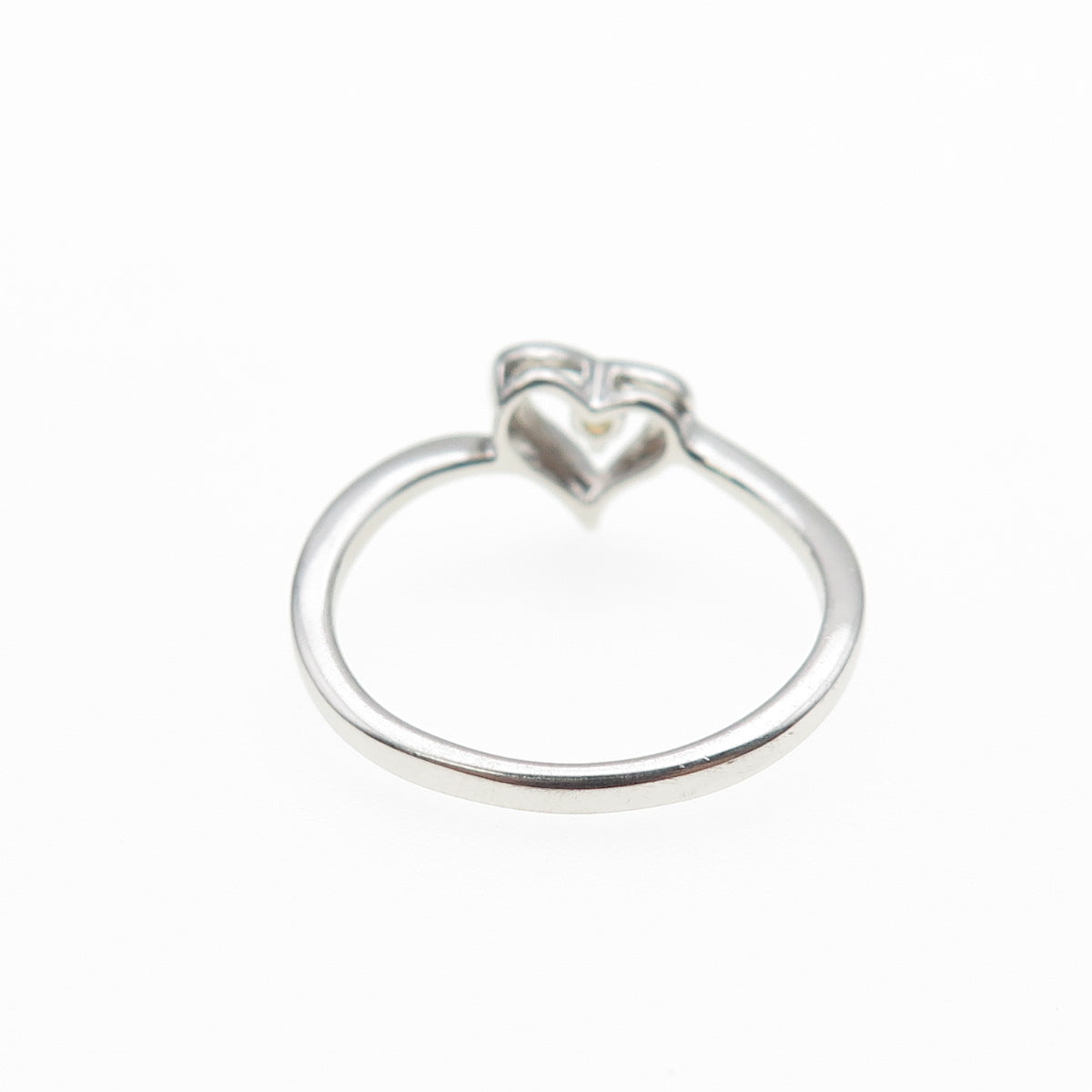 925 Sterling Silver Real Round-Cut Citrine Heart Ring Size 6.75