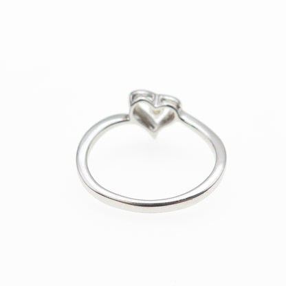 925 Sterling Silver Real Round-Cut Citrine Heart Ring Size 6.75
