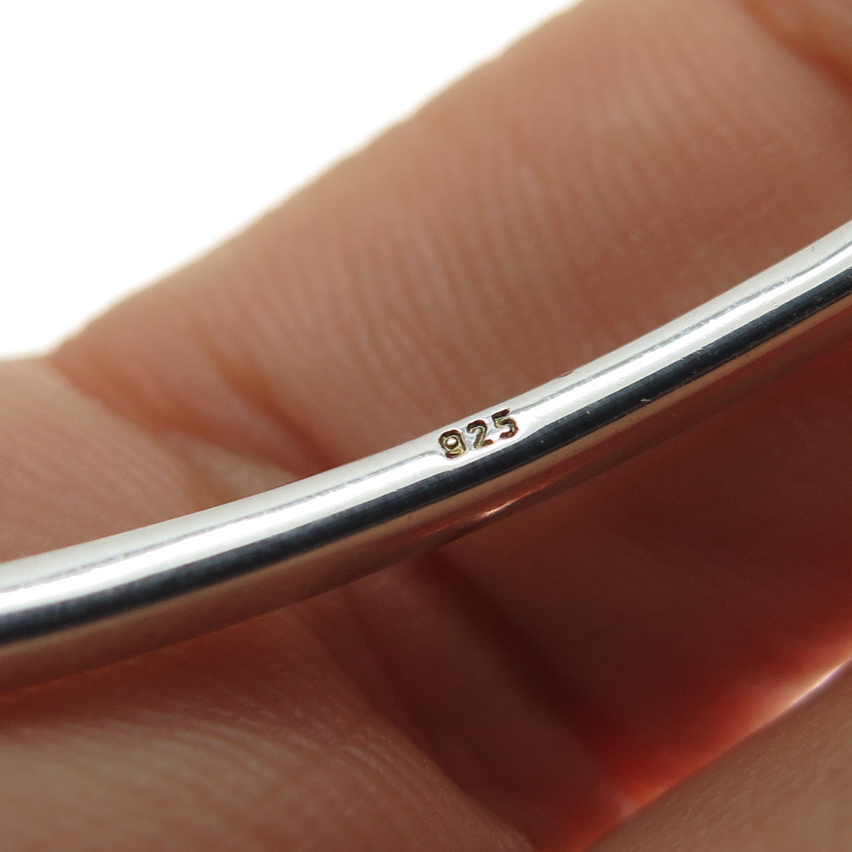 925 Sterling Silver Real Round & Cushion-Cut White Jade Bangle Bracelet 7.5"