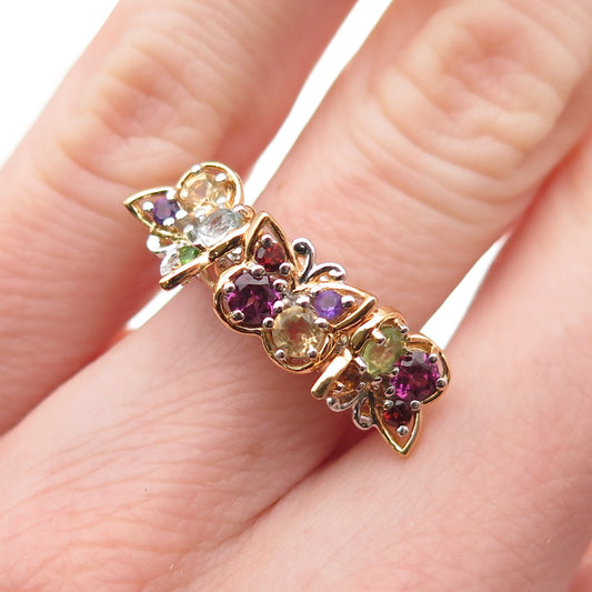 Michael Valitutti Gems En Vogue Sterling 2-Tone Multi-Gem Butterfly Ring Size 6